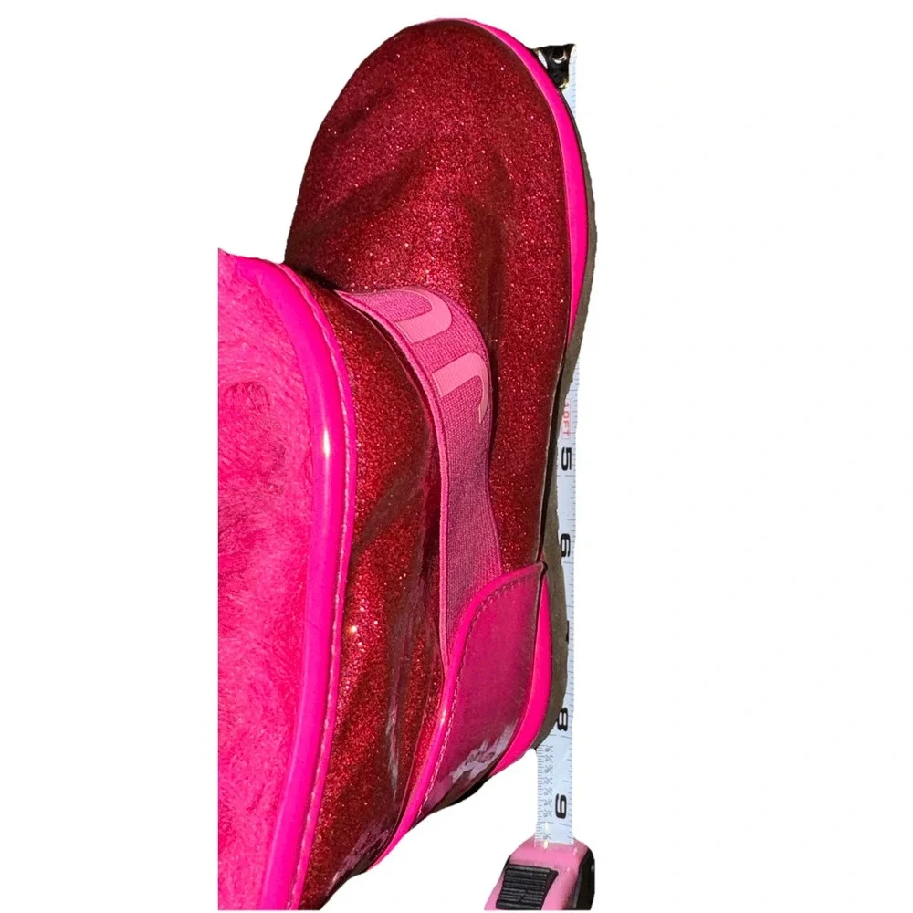 Juicy Couture Citrus Heights Boot Faux Fur Hot Pink Glitter Barbiecore Girls 13